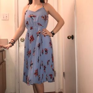 Light blue floral tea length dress